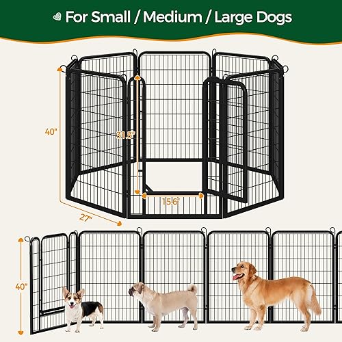 Vista 84 de Yaheetech - Corralito para perros, para uso en interiores y exteriores, valla de metal resistente para cachorros, corral de ejercicio para casa