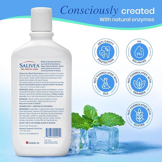 SALIVEA Dry Mouth Mouthwash Soothing Mint Flavor 16 oz Bottle Pack of 1