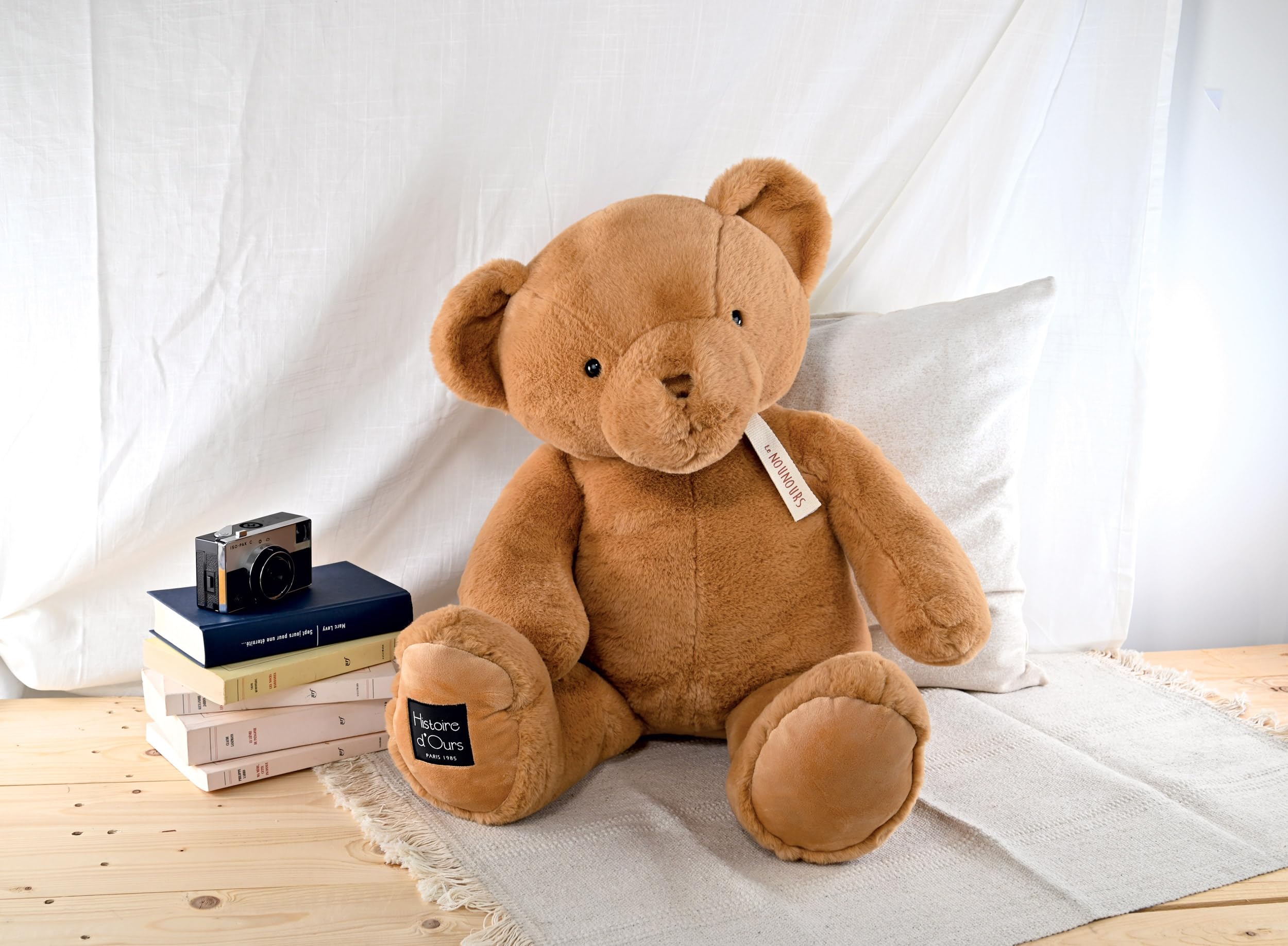 Histoire d'Ours - Le Teddybär, Haselnuss, 75 cm, Braun – 75 cm – Geschenk zur Geburt – HO3228