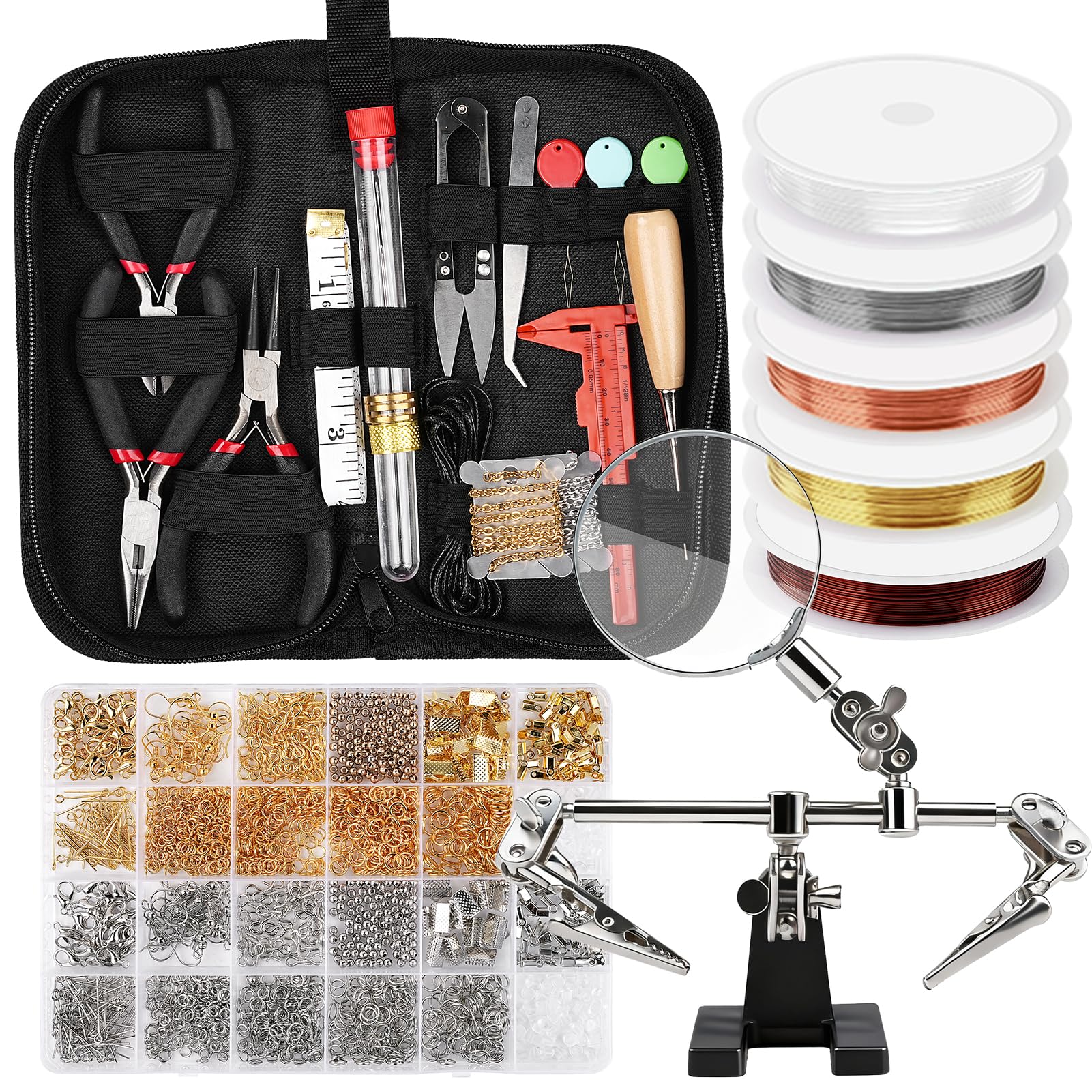 LetCart Kit de suministros para hacer joyas con herramientas, cables y elementos para reparación de joyas y abalorios — Juego perfecto para principiantes y profesionales en creación de joyas
