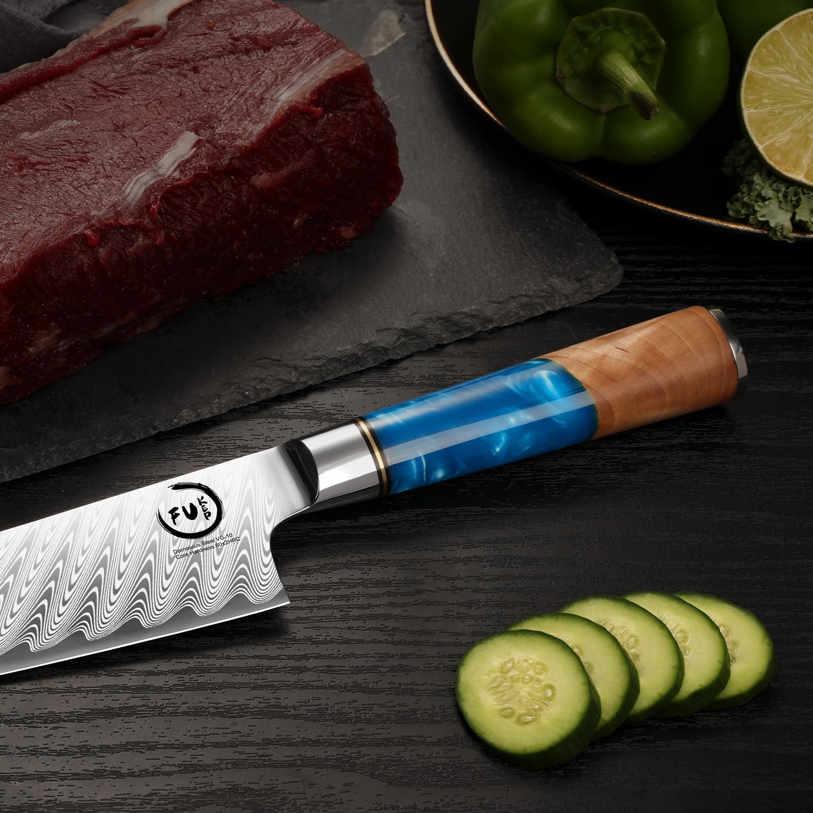Damascus Chef Knife 8 Inch, Japanese Kitchen Knife with VG10 Steel — Amazon image 8