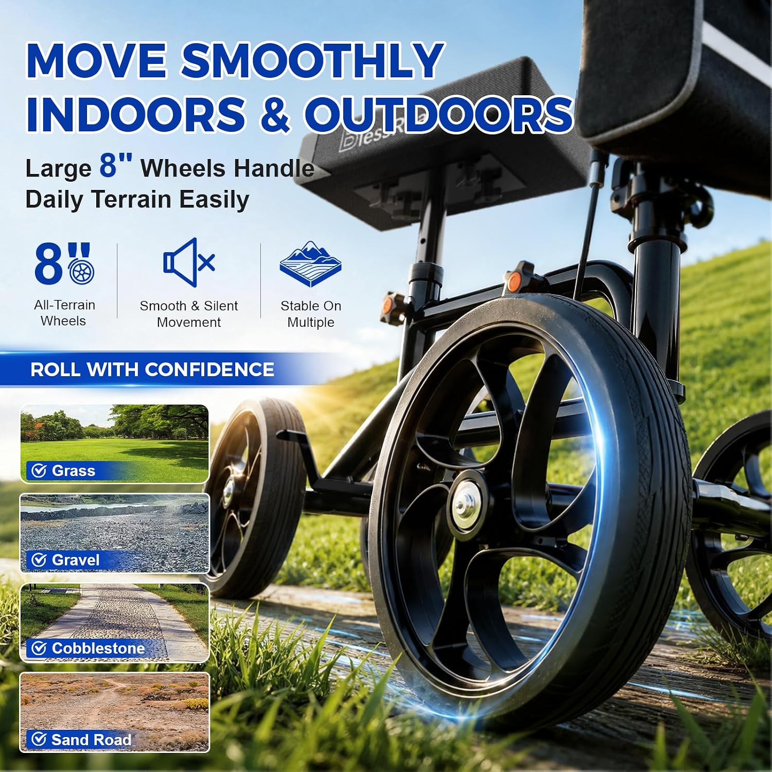 Economy Knee Scooter Steerable Knee Walker for Foot Injuries Compact Crutch Alternative with Dual Braking System (Black)