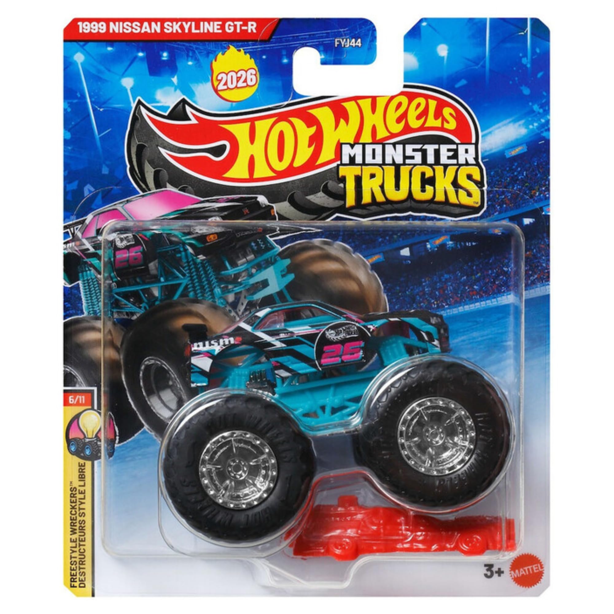 Hot Wheels Monster Trucks - (1999 Nissan Skyline GT-R JHY75), Red, Black, 2 cm x 3 cm x 1 cm