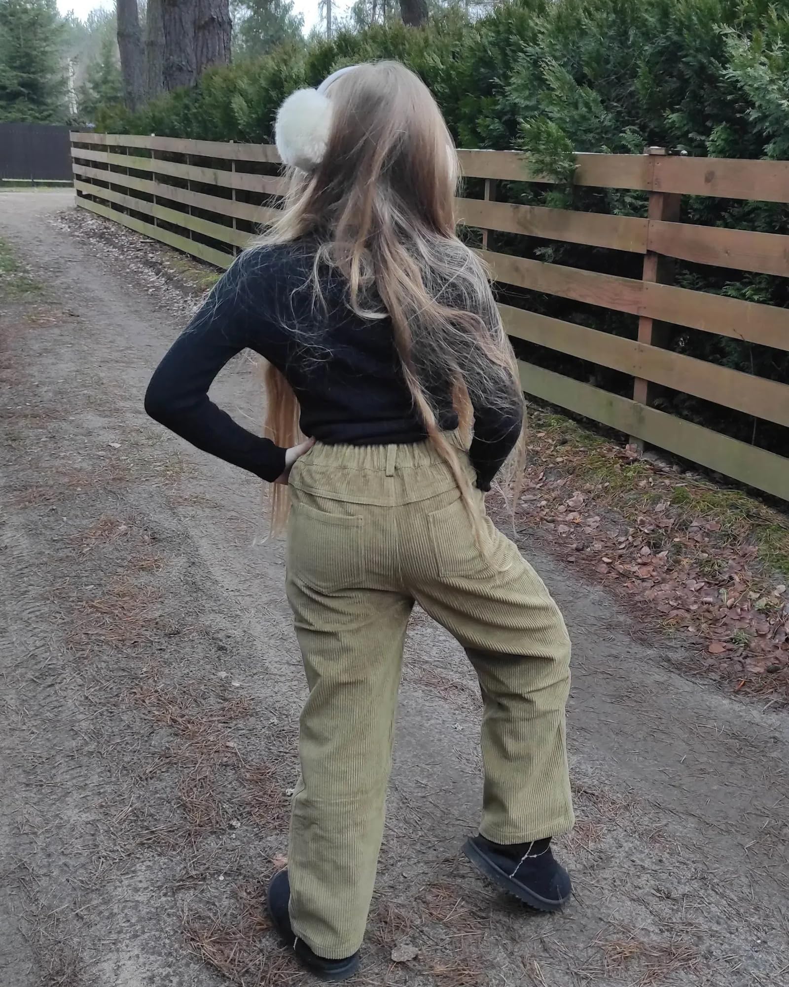 Rolanko Ragazze Pantaloni di Velluto a Coste, Pantaloni Lunghi a Gamba Tesa con Elastico in Vita per Bambini