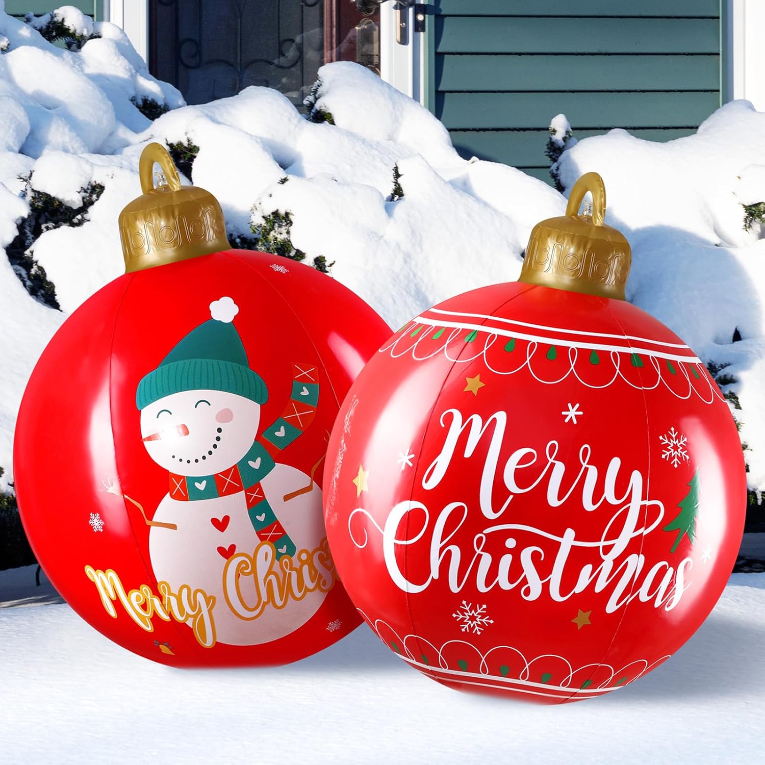 Jetec 2 Pcs Inflatable Christmas Balls Christmas Decorated