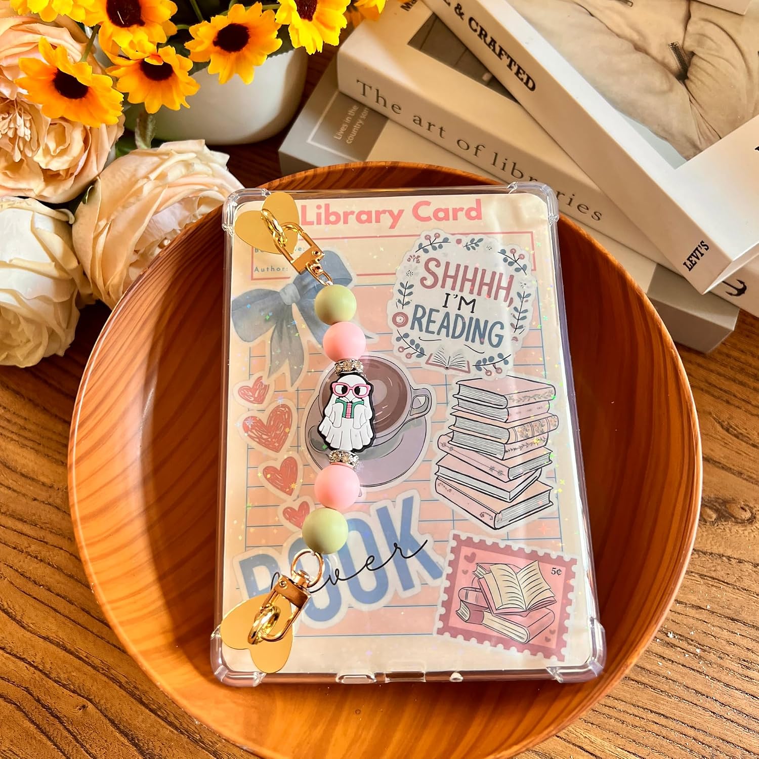 Strap for E-Reader, Cute Silicone Beaded Grip Chain Charm for Kindle, Accessories for E-book Reader, E-Reader Device Hand Strap, Bookish Gift image 4