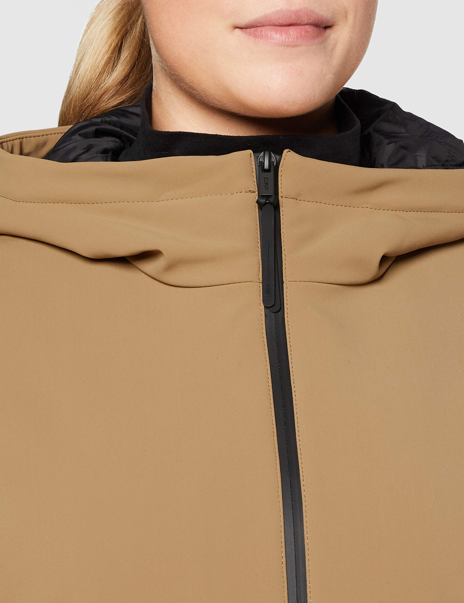 Cmp Giacca Softshell Imbottita con Cappuccio Eco Fur, Donna, Dune, 44, Dune