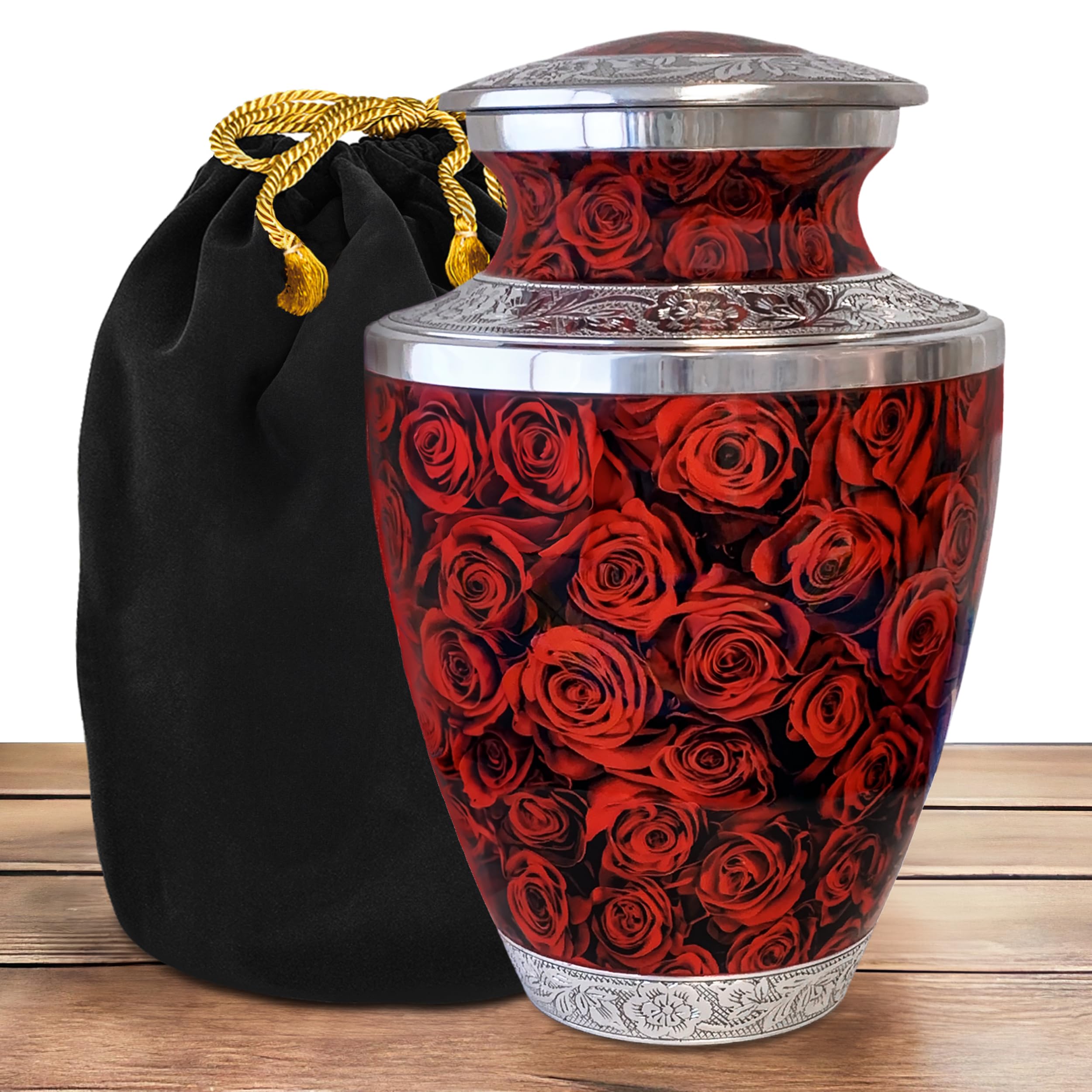 Cremation Urns for Human Ashes - Eternal Roses Large Decorative Urn for Adult Men & Women - Burial Urns for Adult Human Ashes