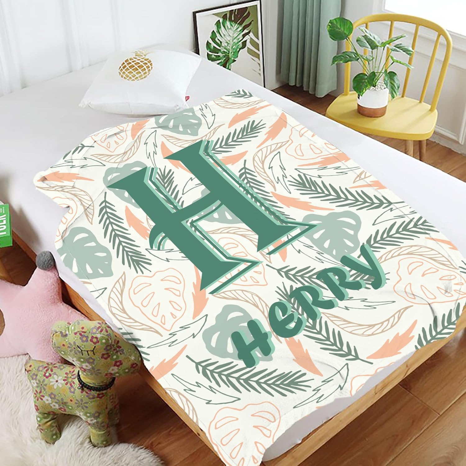 Custom Blanket Personalized Throw Blanket with Monogram Name Text Perfect Customized Baby Blanket for Baby, Toddler, Kids, Friends on Holiday and Birthday