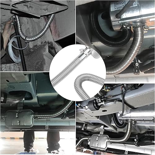 Miniatura 7 de Tubo de escape de calentador diésel de 0.98 pulgadas con silenciador silenciador, tubo de acero inoxidable para sistema de entrada y escape