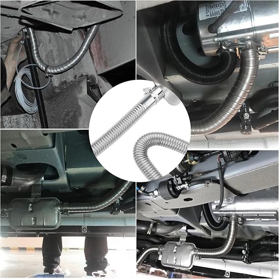 25mm/0.98 Diesel Heater Exhaust Pipe with Silencer Muffler,Stainless Steel Pipe for Car Modified Intake & Exhaust System,Universal Car Accessories Diesel Heater Hose Kit