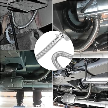 25mm/0.98 Diesel Heater Exhaust Pipe with Silencer Muffler,Stainless Steel Pipe for Car Modified Intake & Exhaust System,Universal Car Accessories Diesel Heater Hose Kit