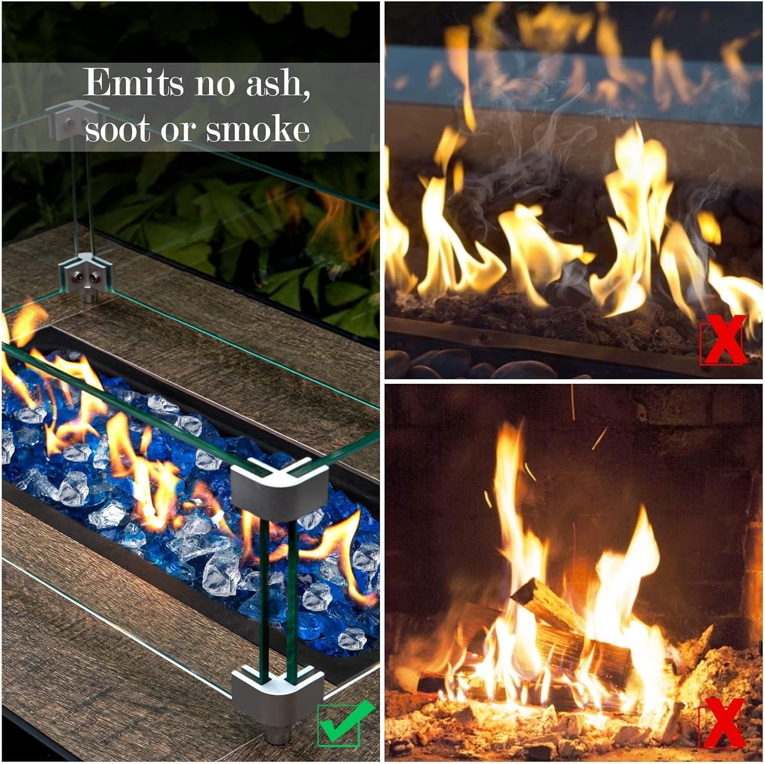 GASPRO 10 lbs Bahama Blend Fire Glass for Fire Pit Table, Decorative Gas Fireplace Glass Rocks, 1/2 Inch - Image 3