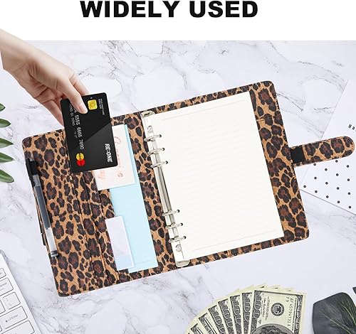 Miniatura 92 de Carpeta A5 recargable de piel sintética con 6 anillas, cubierta para cuaderno pequeño para papel de relleno A5, cubierta de planificador personal