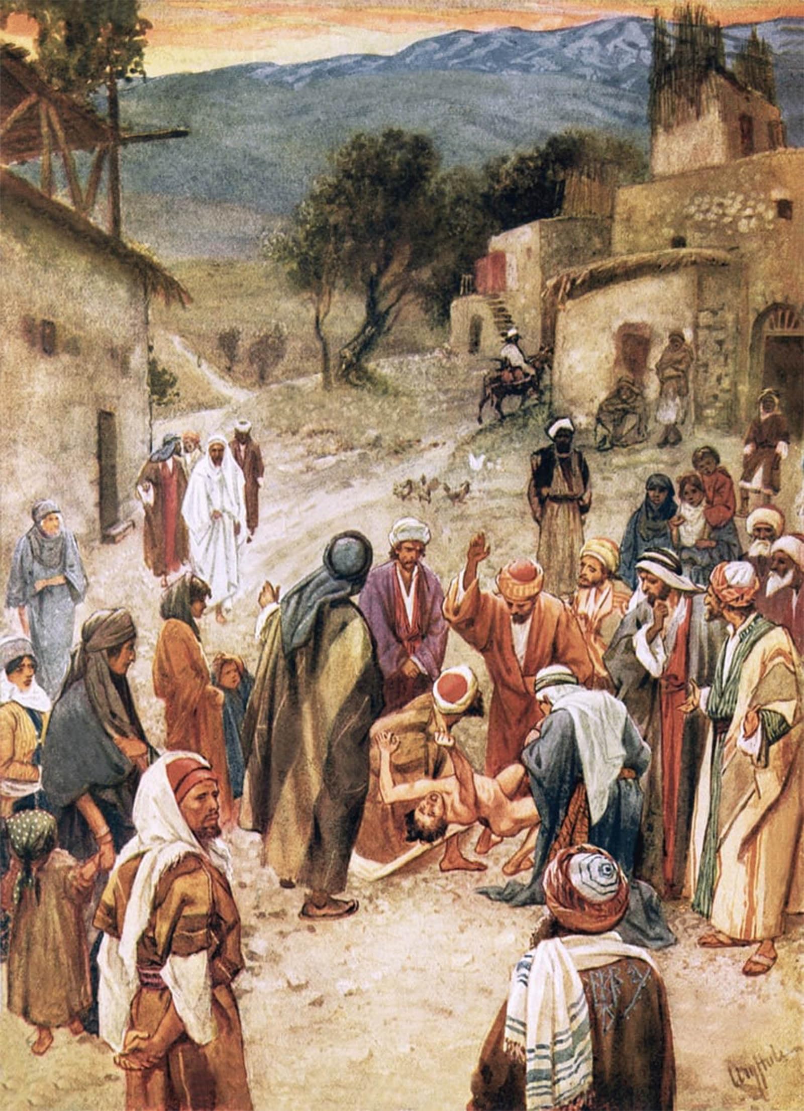 ARTXLXXBN Famous Art Print Poster Vintage Wall Art Jesus About to Heal a Boy From Whom His Disciples Had Failed by William Brassey Hole Canvas Art Poster for Home Decor 60x90cm