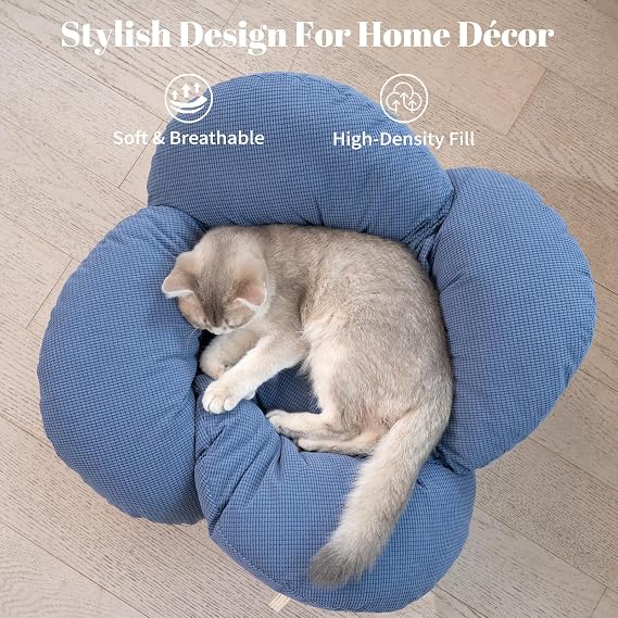 CheerPals Elevated Flower Cat Bed, 55cm L&W Large Cat Sofa for All Cats