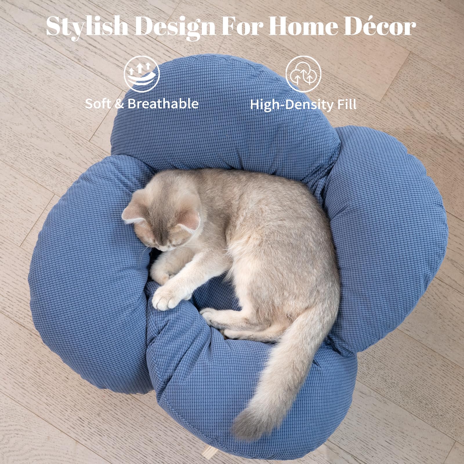 CheerPals Letto per gatti rialzato, a forma di fiore, 55 cm, L&W, grande divano per gatti, elegante e morbido cuscino altamente elastico, per dormire tutti i gatti