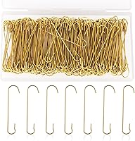 SAVITA 200 Gold C-Shaped Christmas Ornament Hooks with Storage Box - Bendable Metal Tree Hangers, 2.4x0.5 Inch Bulk Pack