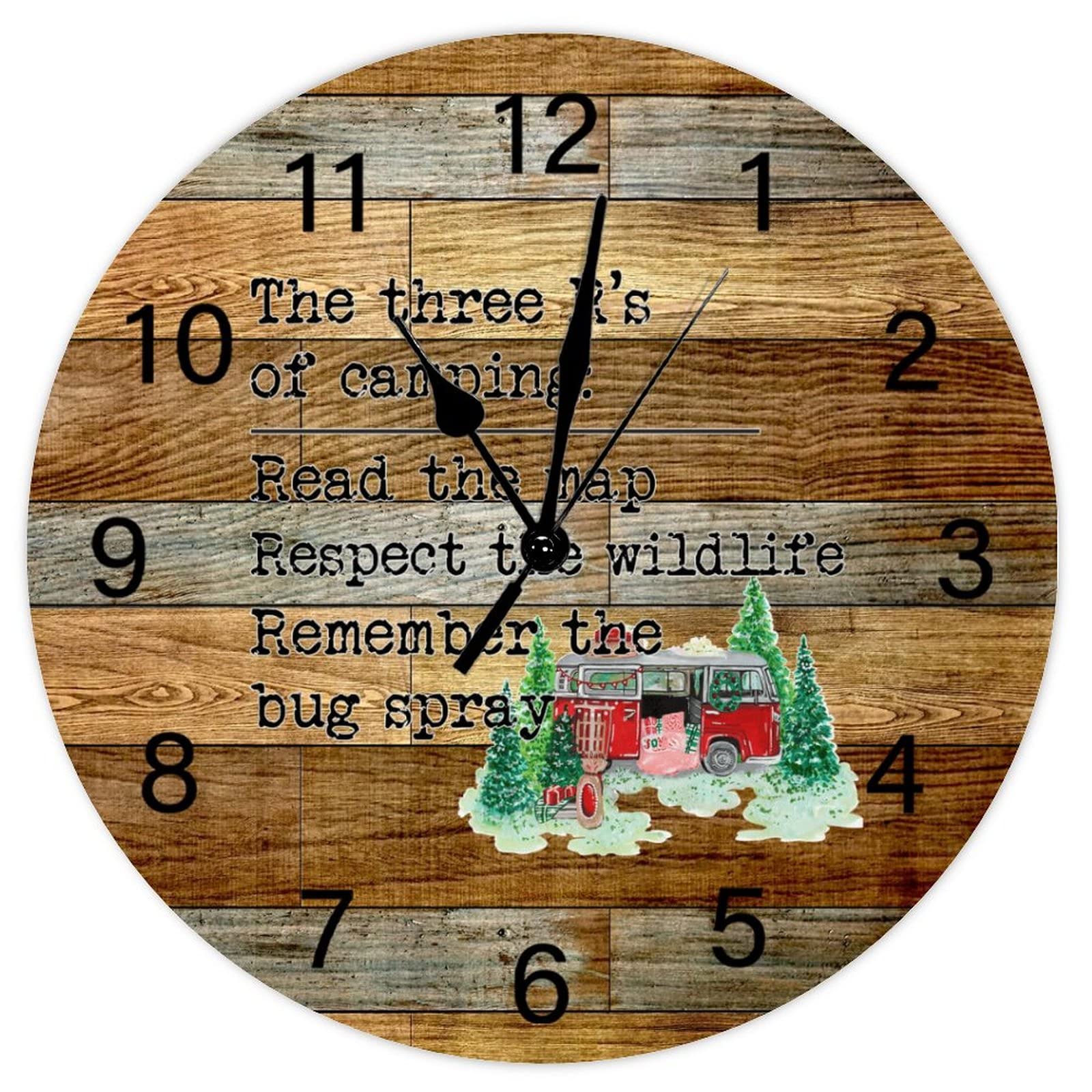 Horloge murale rétro camping vintage 38 cm cadeau pour passionné