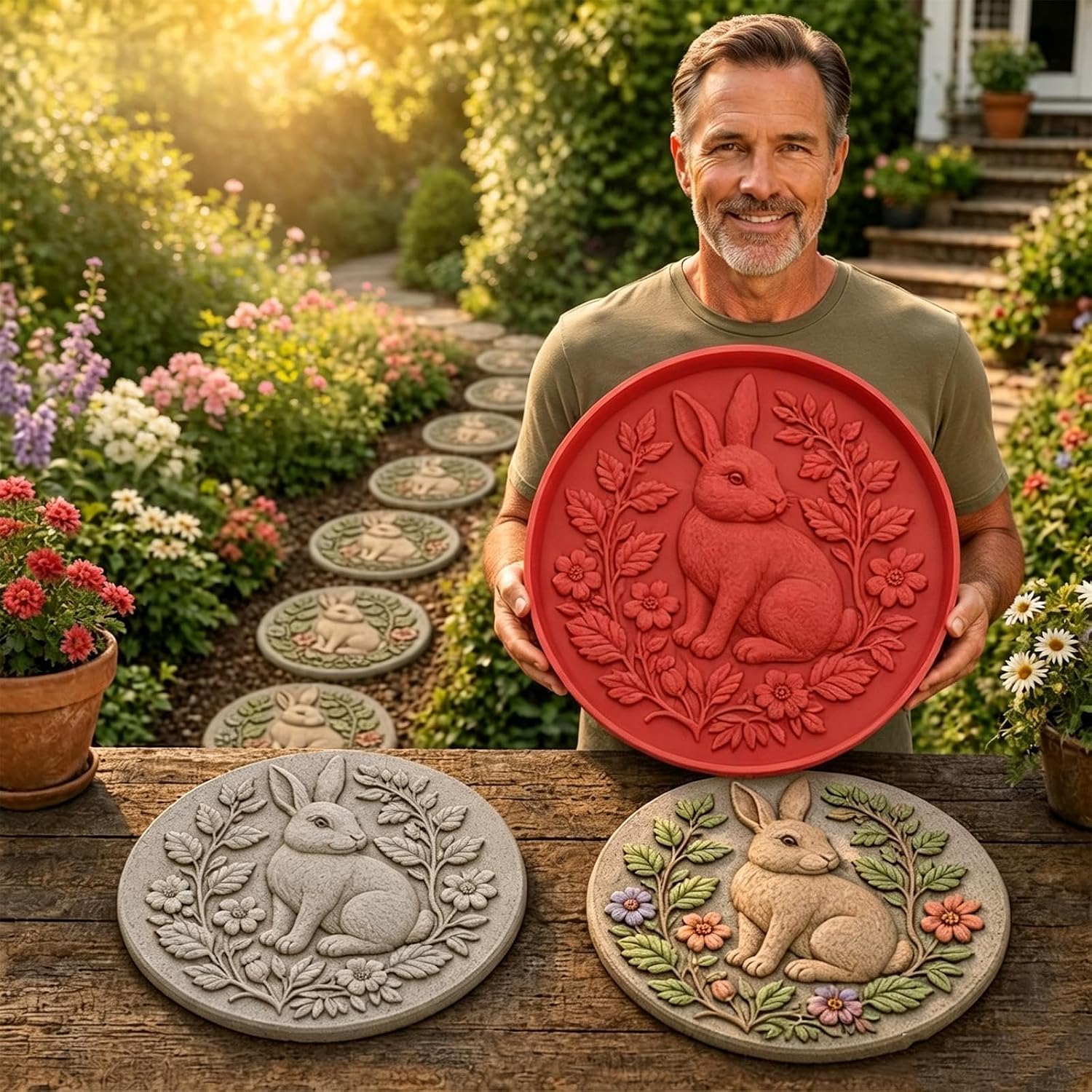 Sunflower Stepping Stone Mold | Reusable Plaster Cement Concrete Molds