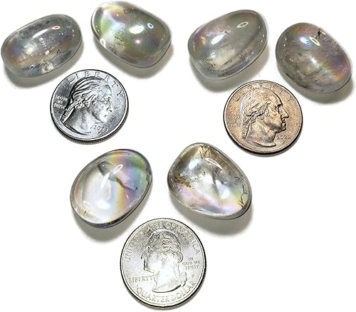 Miniatura 2 de Angel Aura - Juego de 2 piedras preciosas de cuarzo arcoíris de curación natural pulidas y pulidas de Brasil