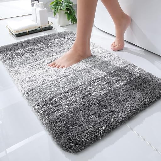 OLANLY OLANLY Small Bathroom Rugs Mat 24x16, Extra Soft Absorbent Microfiber Bath Rugs, Rubber Backing, Quick Dry, Machine Washable Bath Mats for Bathroom Floor, Tub and Shower, Home Decor Accessories, Grey