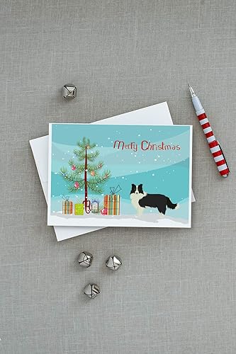 Miniatura 3 de Caroline's Treasures CK3522GCA7P Border Collie - Tarjetas de felicitación y sobres para árbol de Navidad, paquete de 8 tarjetas en blanco con