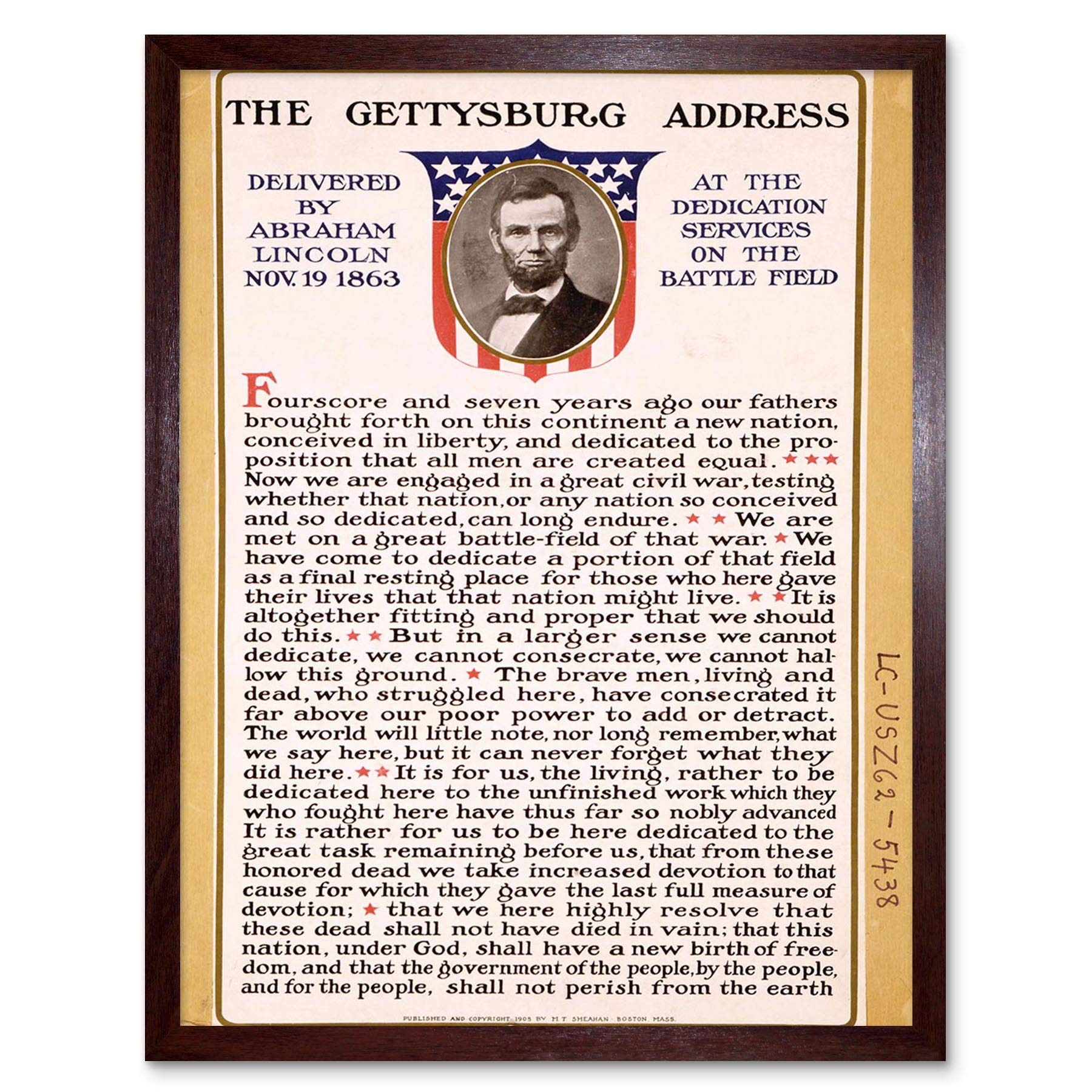 Wee Blue Coo War American Civil Lincoln Gettysburg Address President Art Print Framed Poster Wall Decor 12X16 Inch