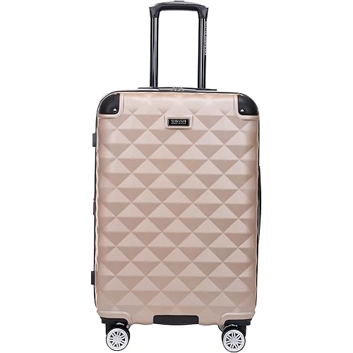 Kenneth Cole REACTION Diamond Tower Collection Lightweight Hardside Expandable 8-Wheel Spinner Travel Luggage, Rose Champagne, 24-Inch Checked