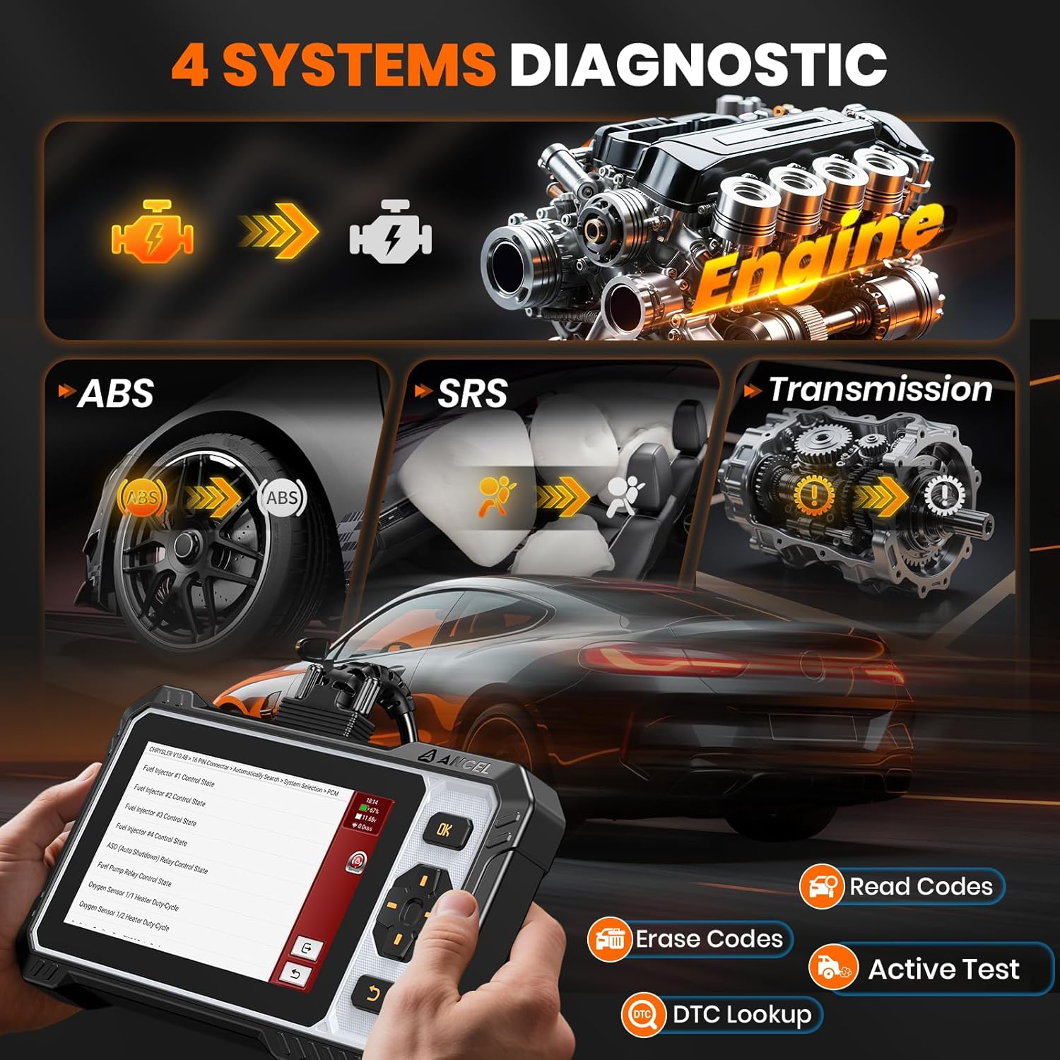 ANCEL FX6000 Elite Bidirectional OBD2 Scanner with PB500 Automotive Power Circuit Probe Tester