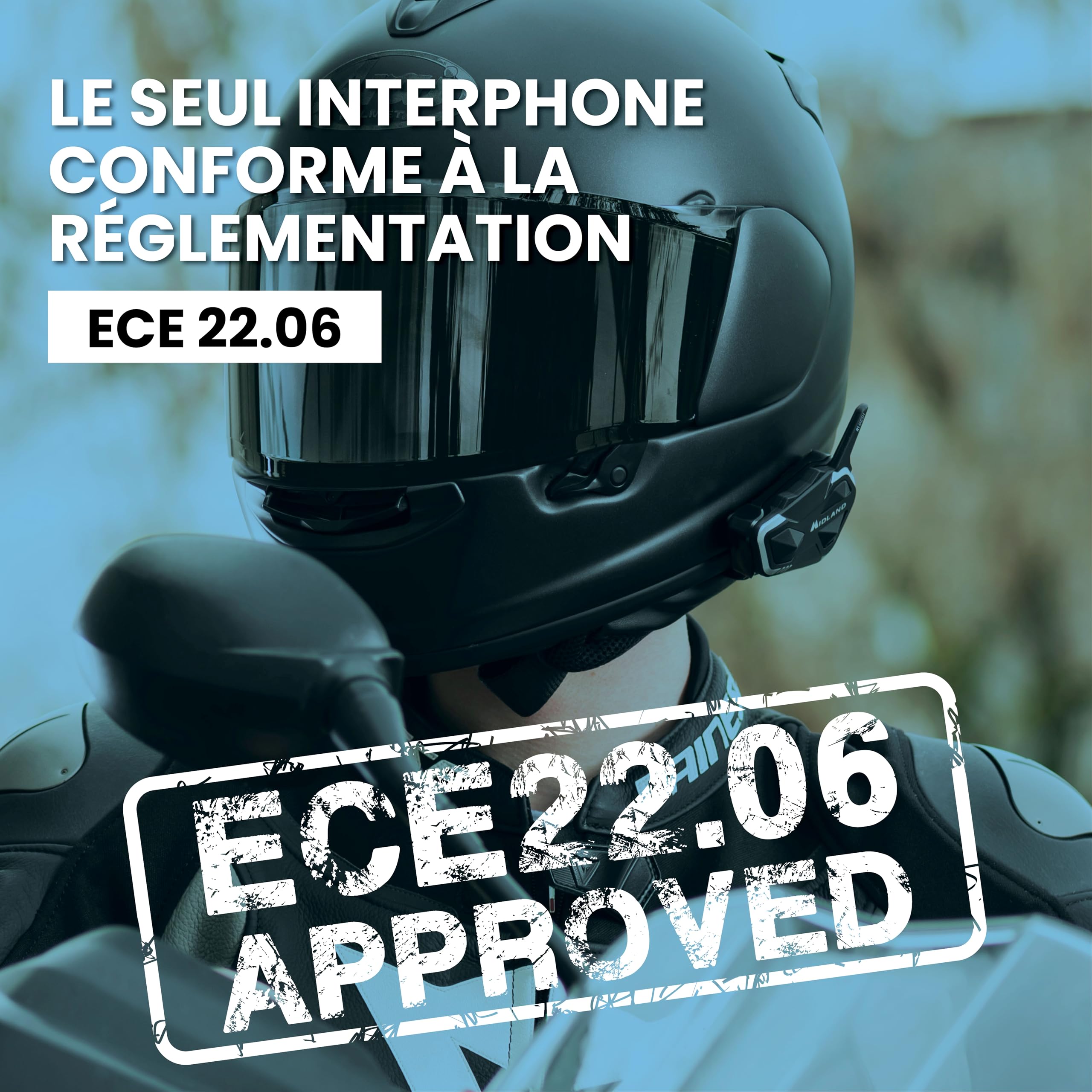 Midland - R1 Mesh Intercom Moto, Écouteurs Bluetooth + Mesh sans Fil, Casque Moto Étanche IPX6, Portée 500m, 23H, Audio RCF Stéréo Background, Compatible TFT et Radio FM, 6 Personnes Conférence