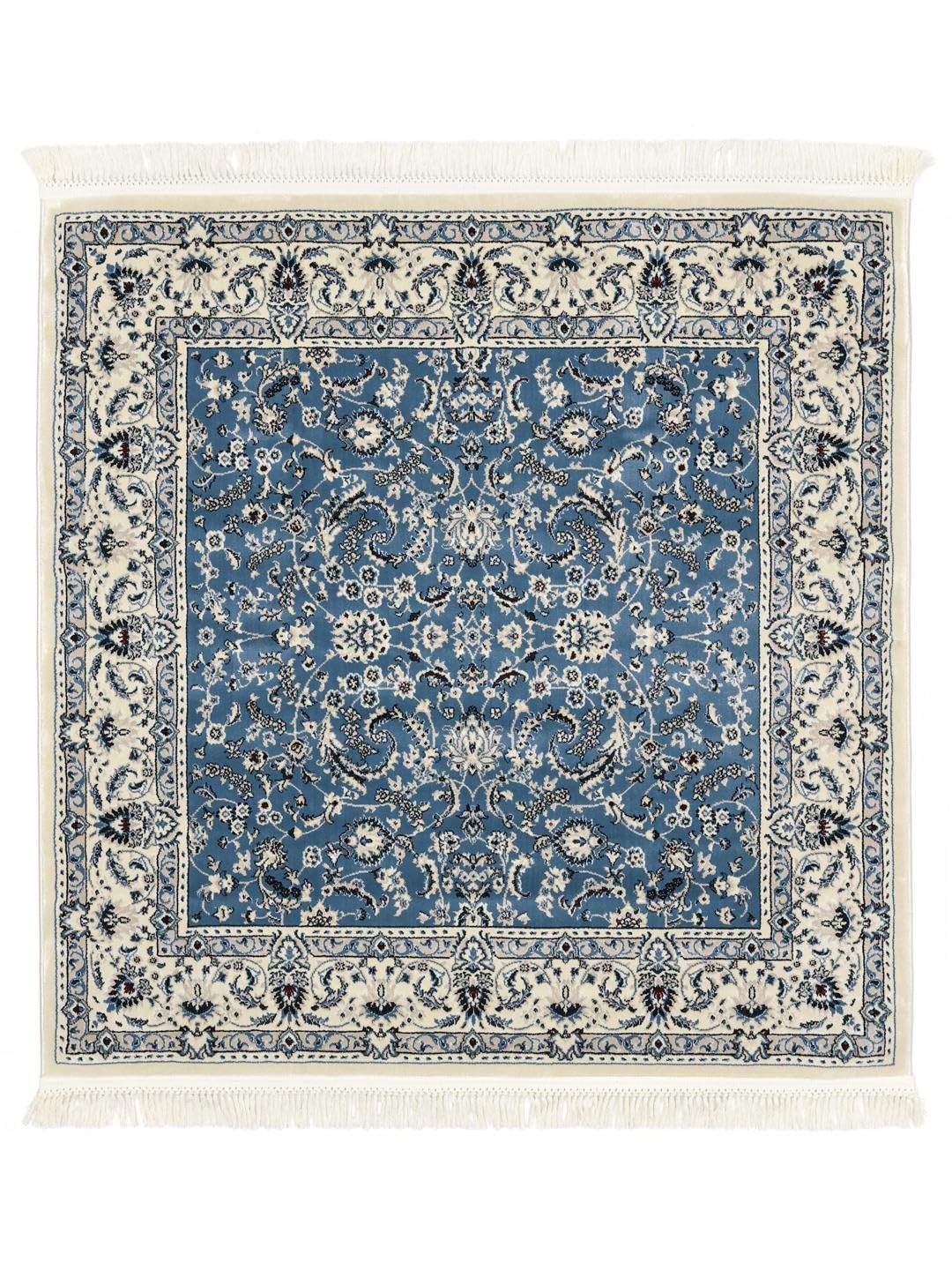 RugVista Nain Florentine, Alfombra, Orientales Oriente Medio Tradicionales Nain, 150 x cm, Cuadrado, Pelo Medio, Sala de Estar, Comedor, Dormitorio, Cocina, Pasillo, Limpieza en seco, Claro Azul