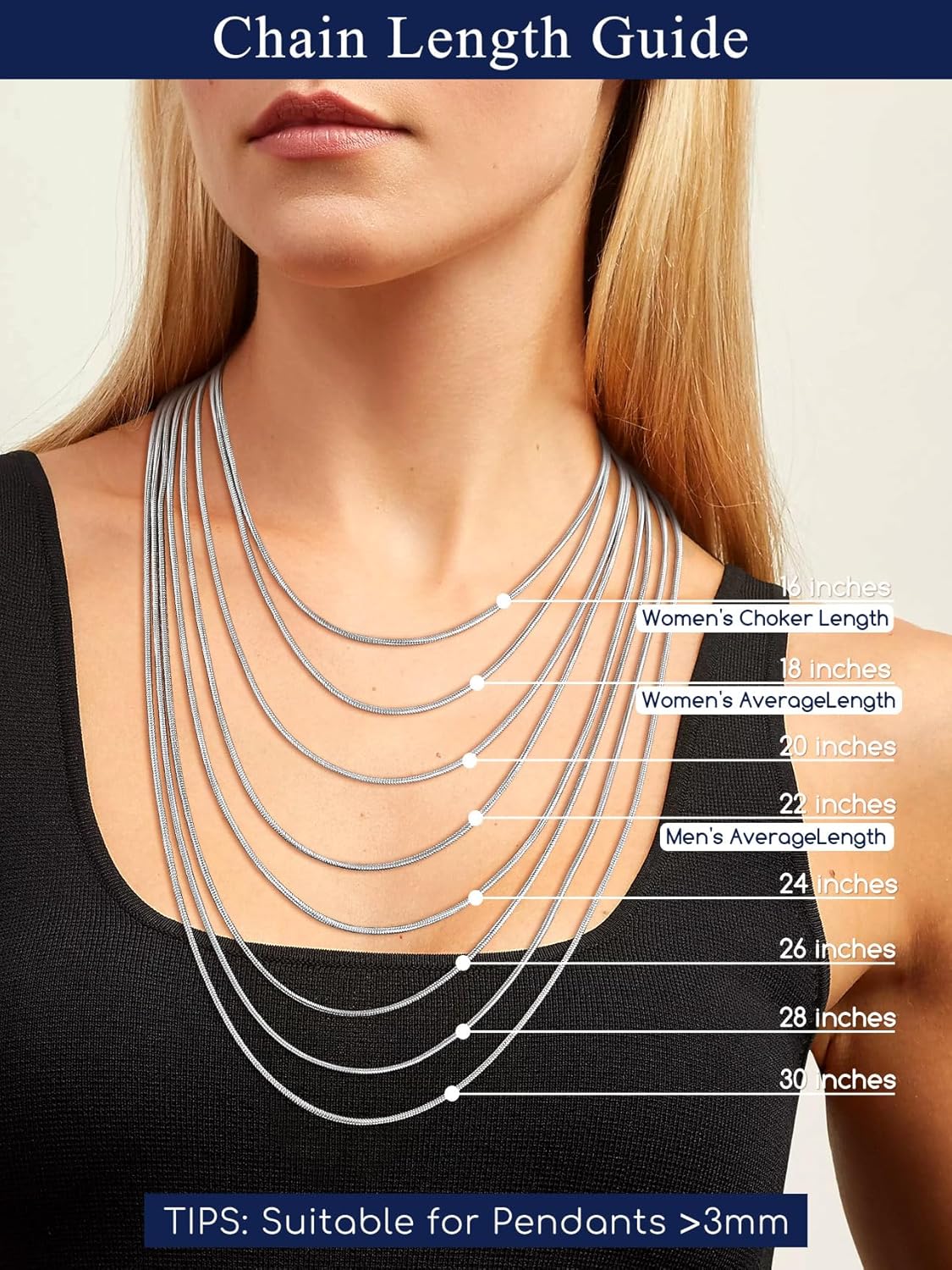 Suplight Rope Chain for Men 2/3mm Stainless Steel/Black/Gold Box Chains Necklace for Men Women, 16-32 inch Hip Hop Snake/Wheat Chain Choker Necklace, Send Gift Box