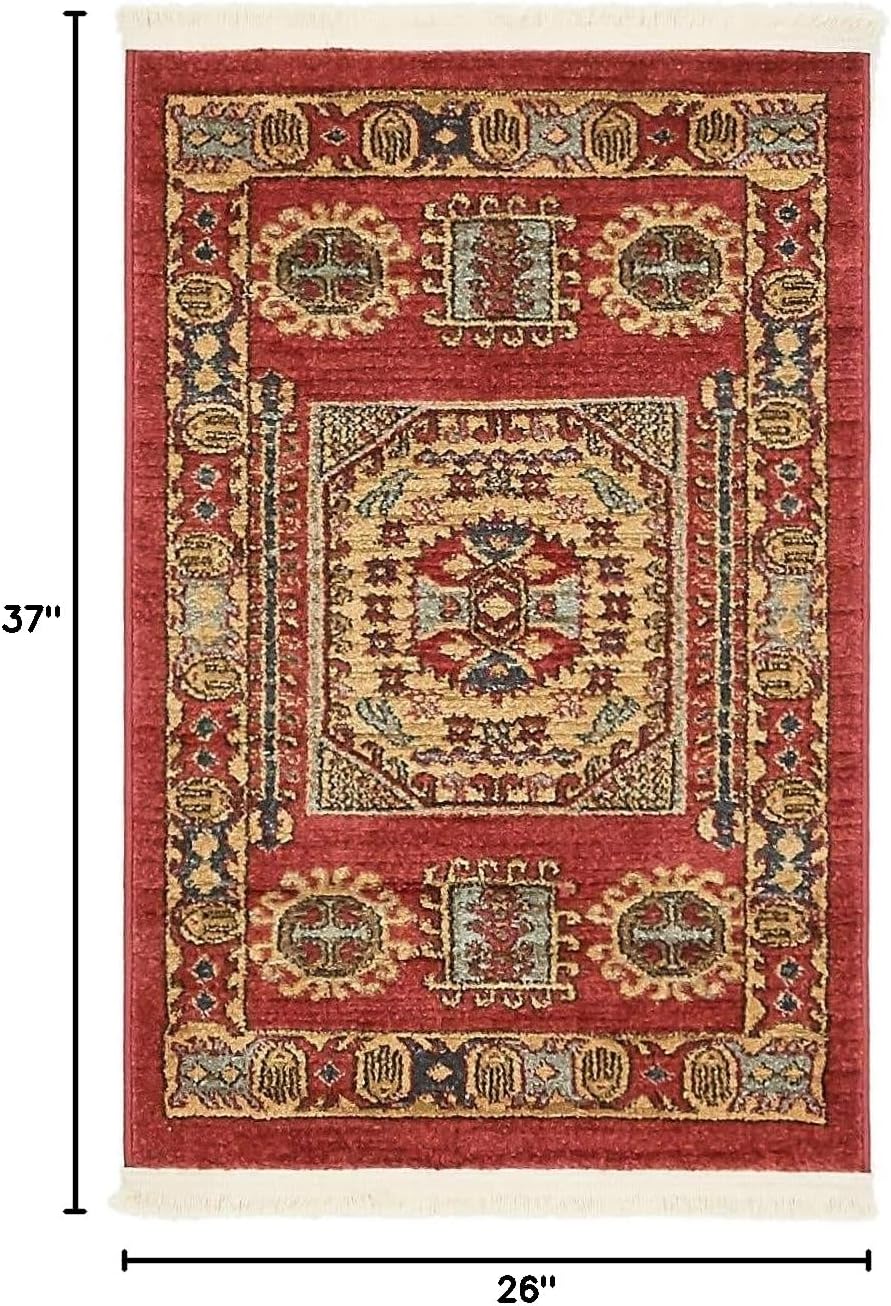 Unique Loom Sahand Collection Traditional Geometric Classic Red Area Rug (2' 2 x 3' 0) image 2