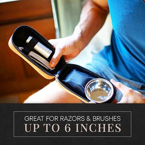 Miniatura 7 de Estuche de viaje de cuero para afeitar, estuche de seguridad para maquinilla de afeitar recta, funda de afeitar desechable, elegante estuche de