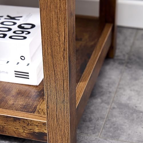 Miniatura 2 de Mesa auxiliar de material MDF mesa auxiliar de espacio pequeño de 2 niveles mesita de noche moderna mesa de sofá mesa auxiliar con estante de