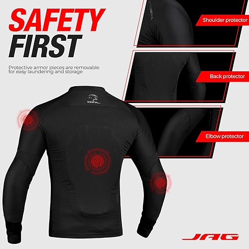 Miniatura 5 de J.A.G. Camisa de malla para motocicleta para hombre con armaduras acolchadas protectoras con certificación CE  Camisa de motociclista para todas las