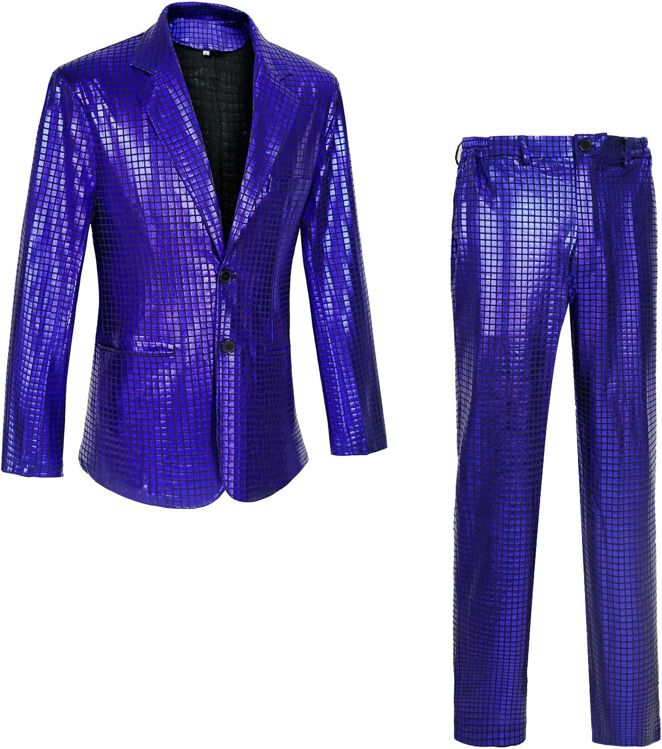Mens 70s Disco Outfits Set Shiny Sequin Suit and Pants Halloween Costume - Image 2