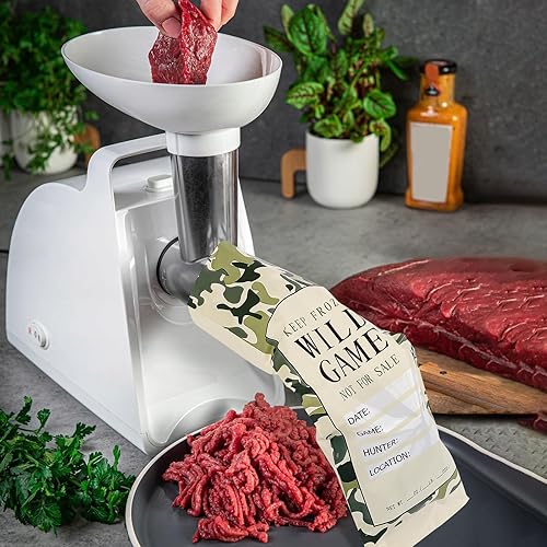 Miniatura 7 de UQM Paquete de 140 bolsas de carne silvestre para congelador, bolsas de carne molida de 1 libra, bolsa de carne de caza salvaje para proteger tu