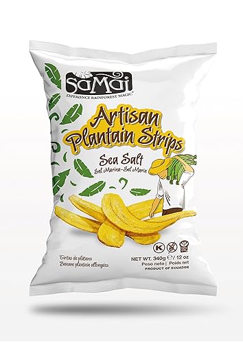 Miniatura 31 de SAMAI Pacific Sea Salt Plátano Chips de 1.2 onzas (paquete de 36) – Sin gluten, totalmente natural, sin OMG y Kosher