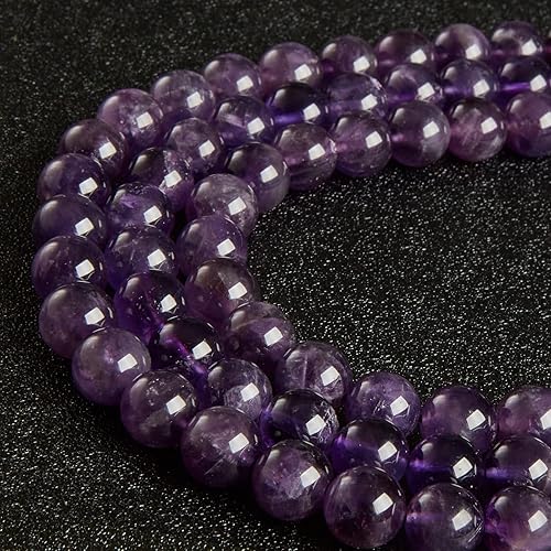 Miniatura 3 de 45 cuentas de amatista natural de 0.315 pulgadas, cuentas redondas sueltas para hacer joyas