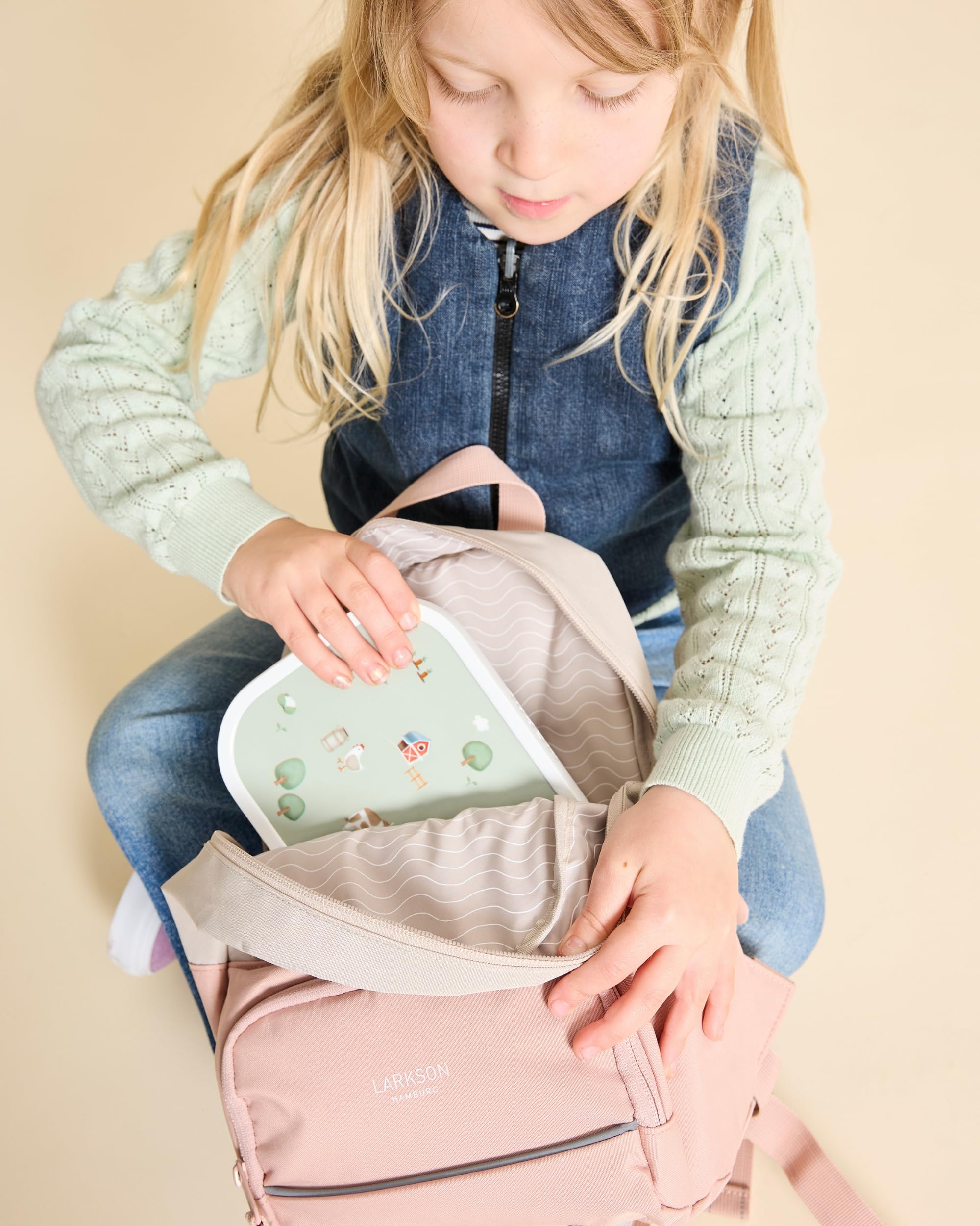 LARKSON Zainetto Asilo Bambino Rosa - Knut - Zaino Bambina con Cinghia Pettorale - Dai 2 Anni in Su - 6 Litri - Idrorepellente