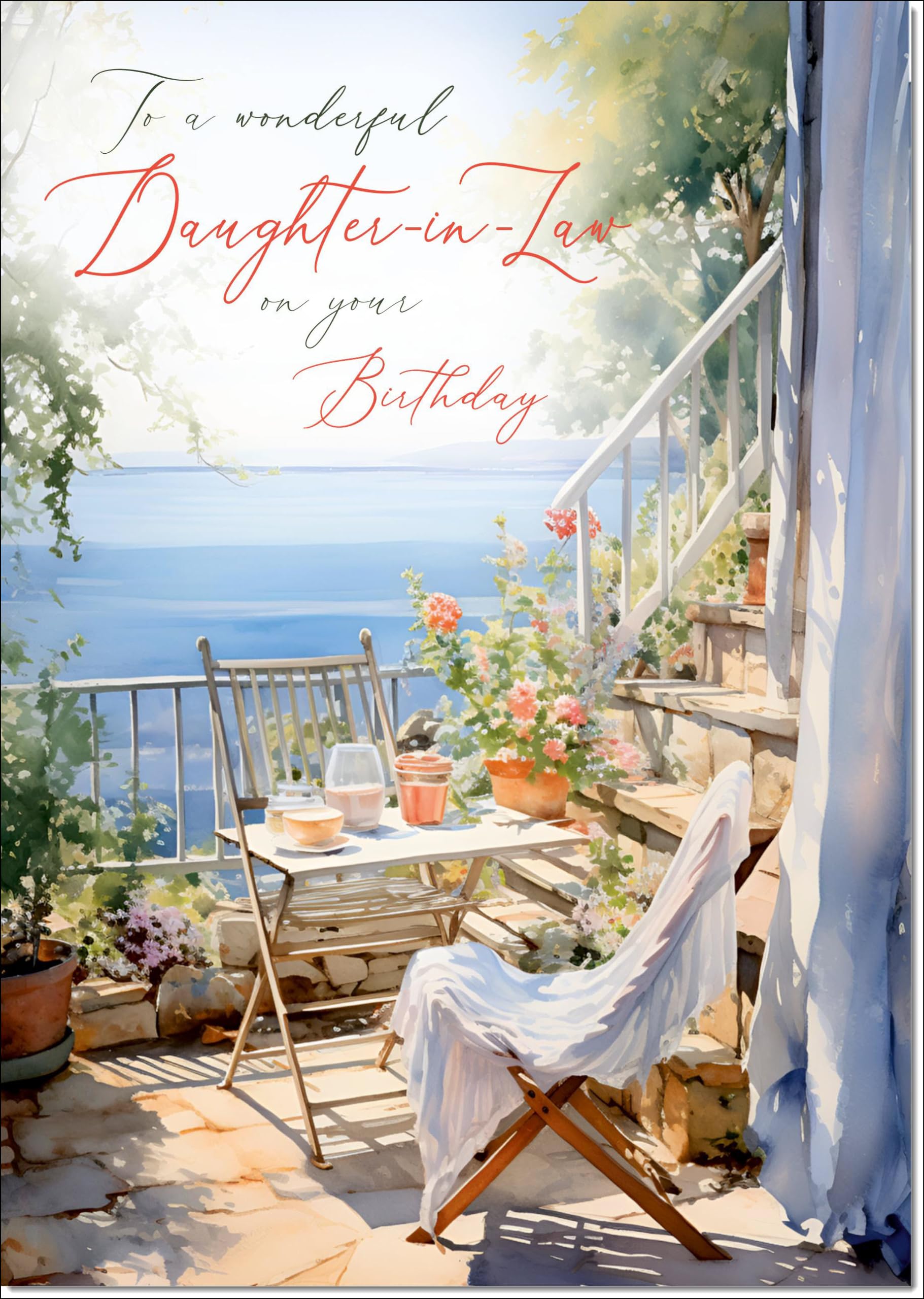 doodlecards Daughter-in-Law Birthday Card Amalfi Coast Large A4 Size with Plain Envelope โ image 1