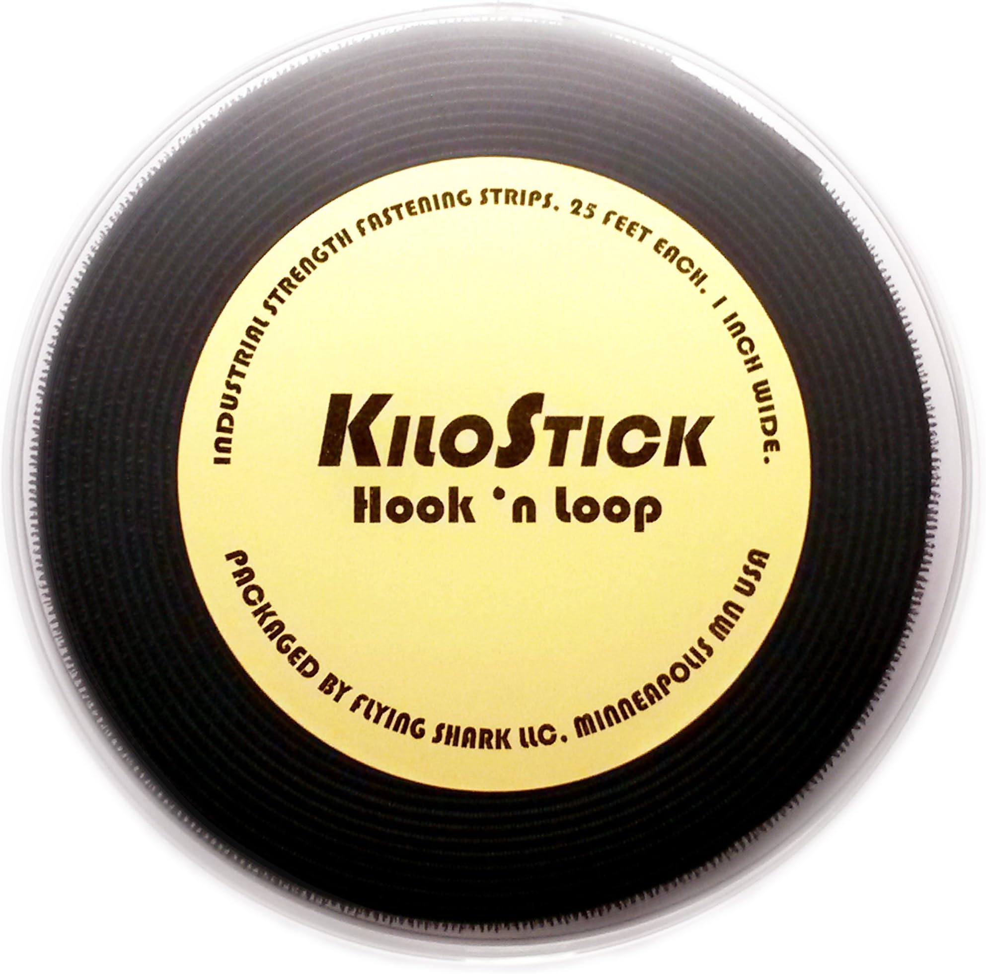 KiloStick Hook and Loop Sew-On Fastening Rolls, 1” x 25', Industrial Strength (Black)