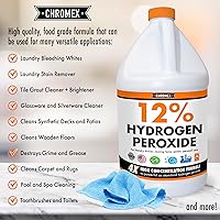 Vista 4 de Chromex Peróxido de hidrógeno al 12 por ciento de grado alimenticio, solución concentrada 4 veces más potente, se diluye hasta 4 galones, usos