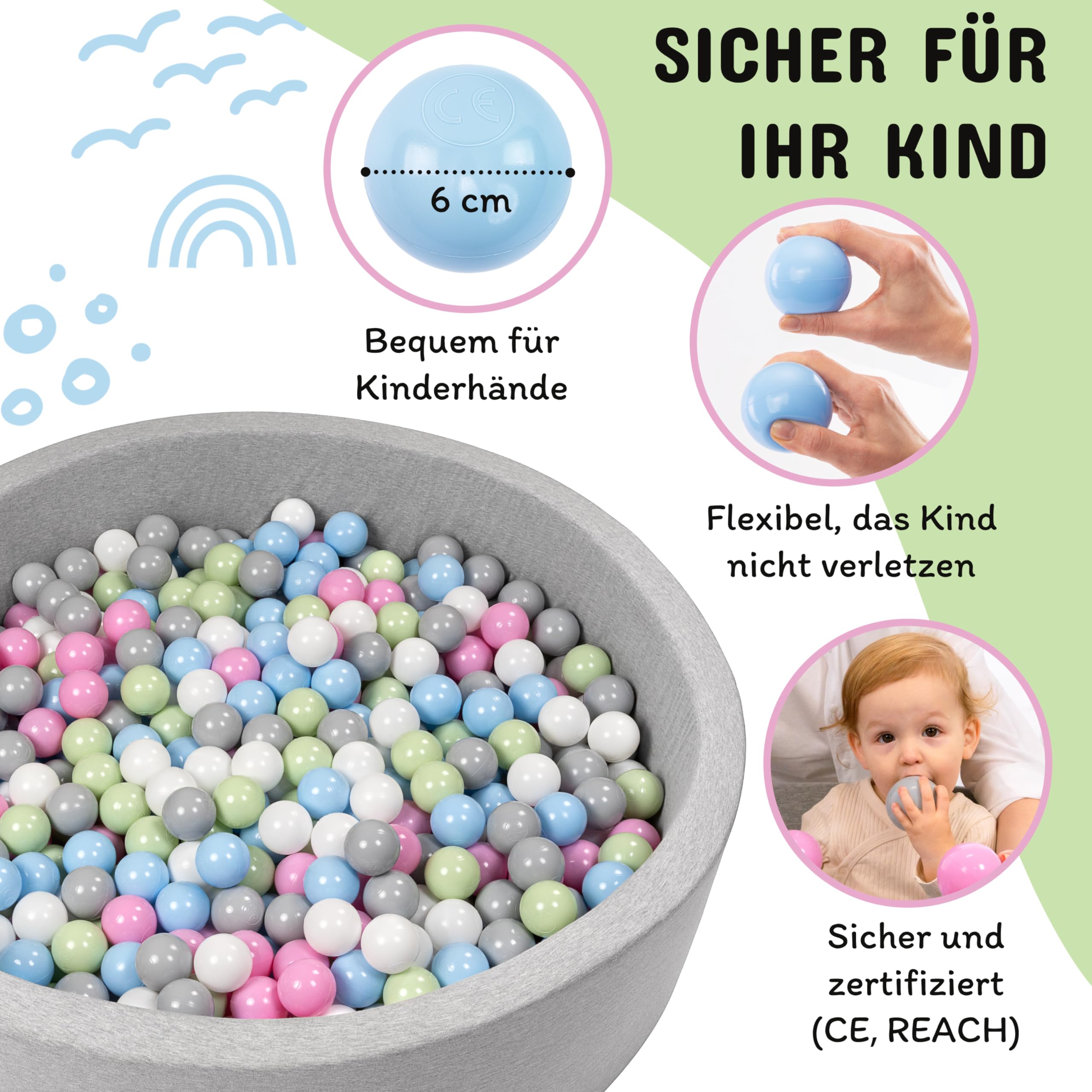 Piscinas De Pelotas Para Niños 300 Bolas Para Piscina 6cm