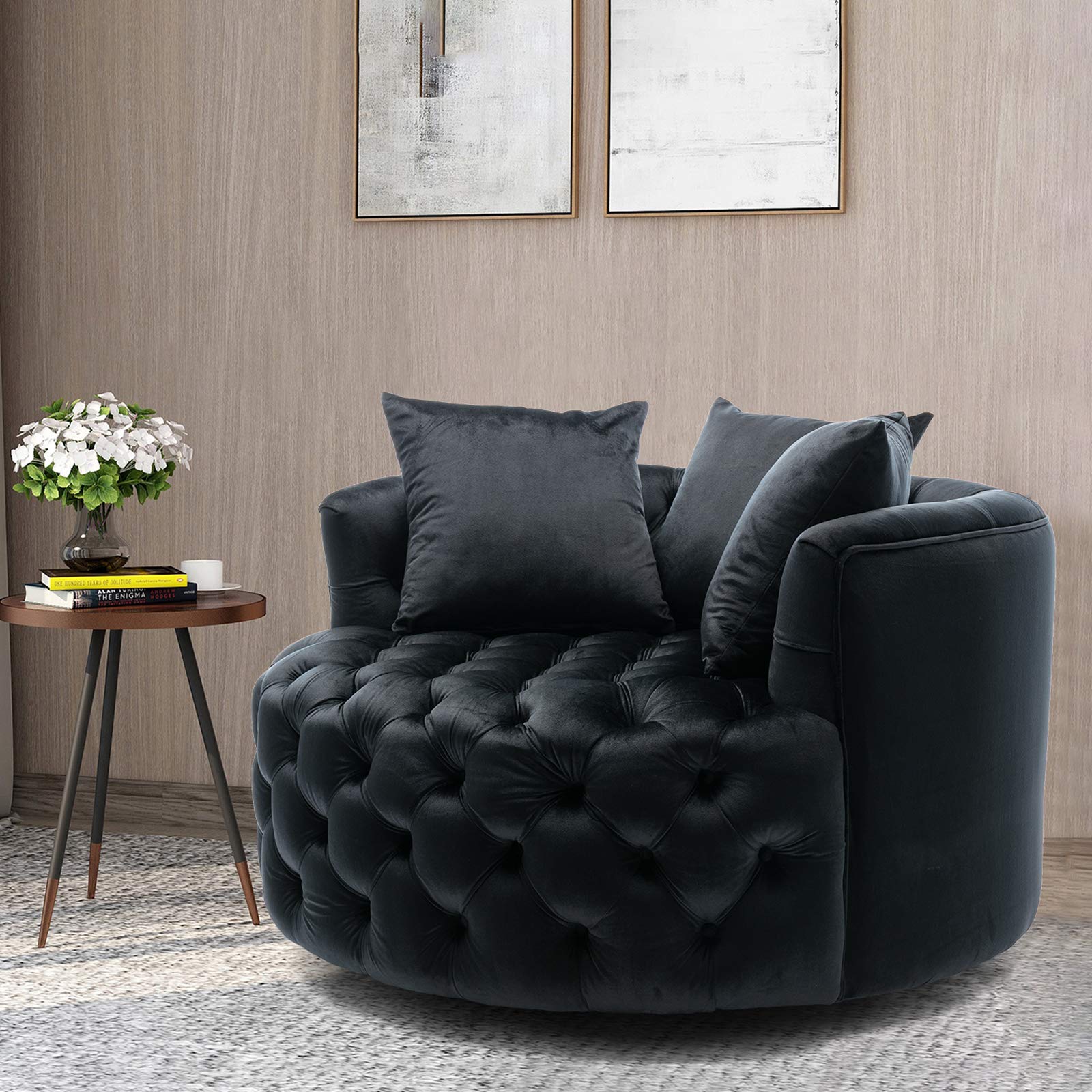 Dolonm Swivel Accent Barrel Chair Modern Sofa Lounge Club Round Chair