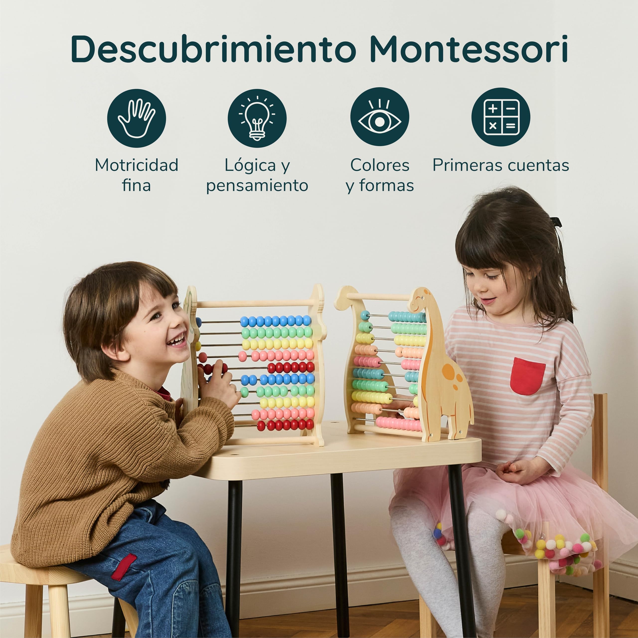 Twig & Leaf Ábaco Dinosaurio de Madera Maciza FSC - Colección de Ábacos para Niños Primaria y Juguete Montessori Sostenible - Abacus para Aprender a Sumar y Contar - Regalo Educativo — view 2