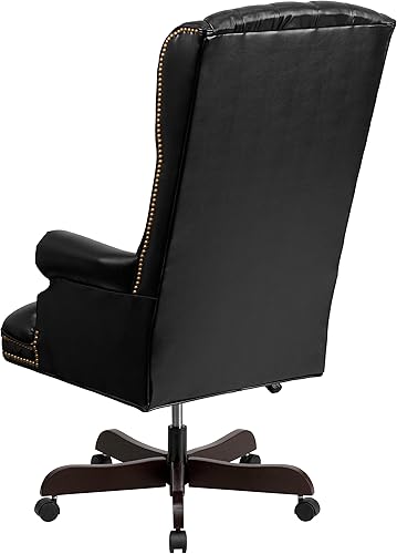 Miniatura 7 de Flash Furniture Silla ejecutiva de piel con respaldo alto tradicional de piel tubulada Negro