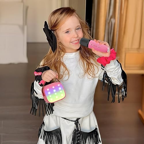 Miniatura 77 de Mini máquina de karaoke con 2 micrófonos inalámbricos para niños y adultos, altavoz Bluetooth portátil, regalo de cumpleaños de Navidad 2025